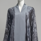 Dark Grey Printed Front-Closed Abaya
