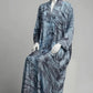 Blue grey Printed Front-Closed Abaya