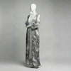 Cream Printed Front-Closed Abaya