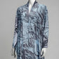 Blue grey Printed Front-Closed Abaya