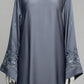 Floral Embroidered Grey Abaya
