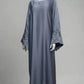 Floral Embroidered Grey Abaya