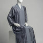Dark Grey Printed Front-Closed Abaya