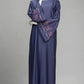 Floral Embroidered Dark Purpul Abaya