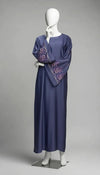 Floral Embroidered Dark Purpul Abaya