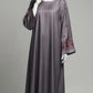 Floral Embroidered Coffee Abaya