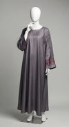 Floral Embroidered Coffee Abaya