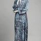 Blue grey Printed Front-Closed Abaya