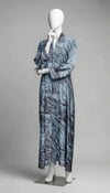 Blue grey Printed Front-Closed Abaya