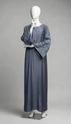Floral Embroidered Grey Abaya