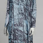 Blue grey Printed Front-Closed Abaya